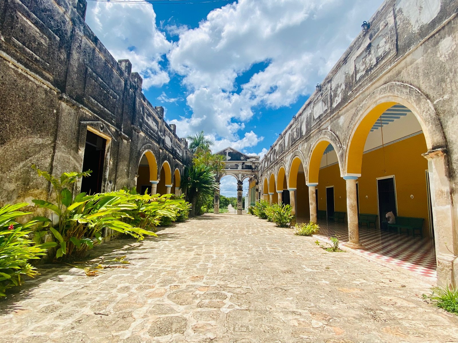 Large passageway between buildings at hacienda yaxcopoil outside of merida mexico