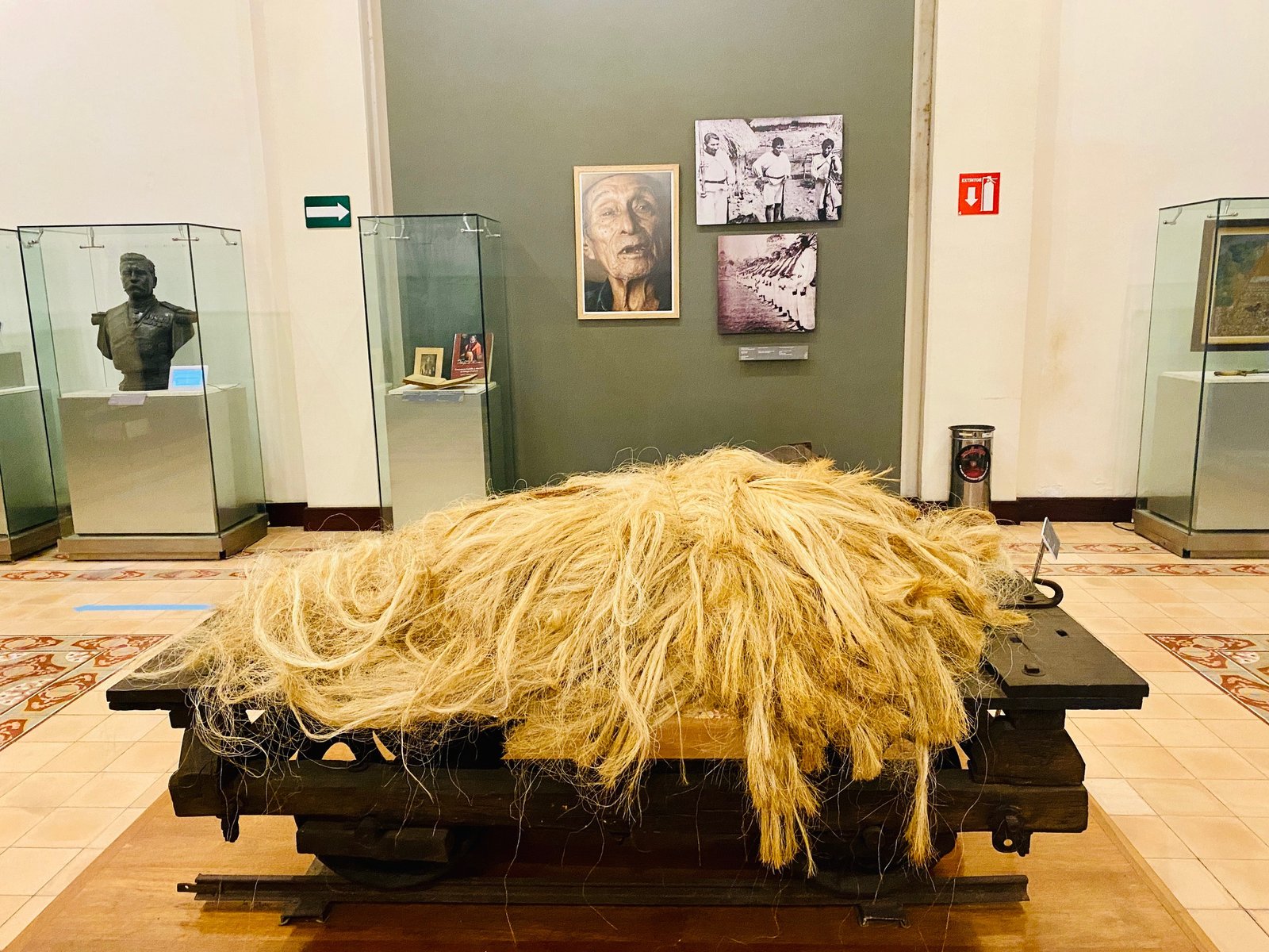 Henequen display on cart at Merida City Museum in Merida mexico