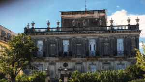 One of the large colonial style twin mansions on the Paseo de Montejo in Merida Mexico